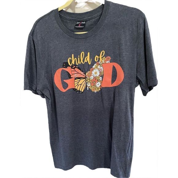 Pre-Owned Child Of God Butterfly Graphic T-Shirt Size Large - Picture 1 of 7